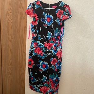 Betsy Johnson Black and Floral Print Dress Size 12